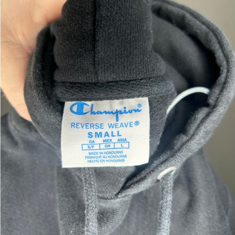Champion Reverse Weave Black Script Logo Pullover… - image 3